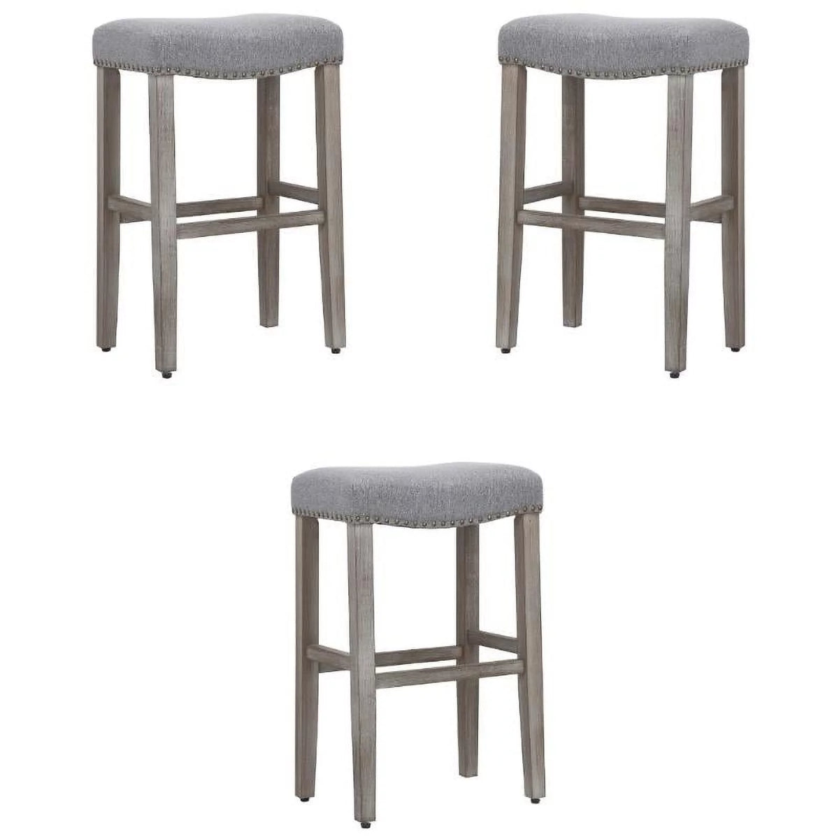 29" Upholstered Saddle Seat Bar Stool Set of 3 P916