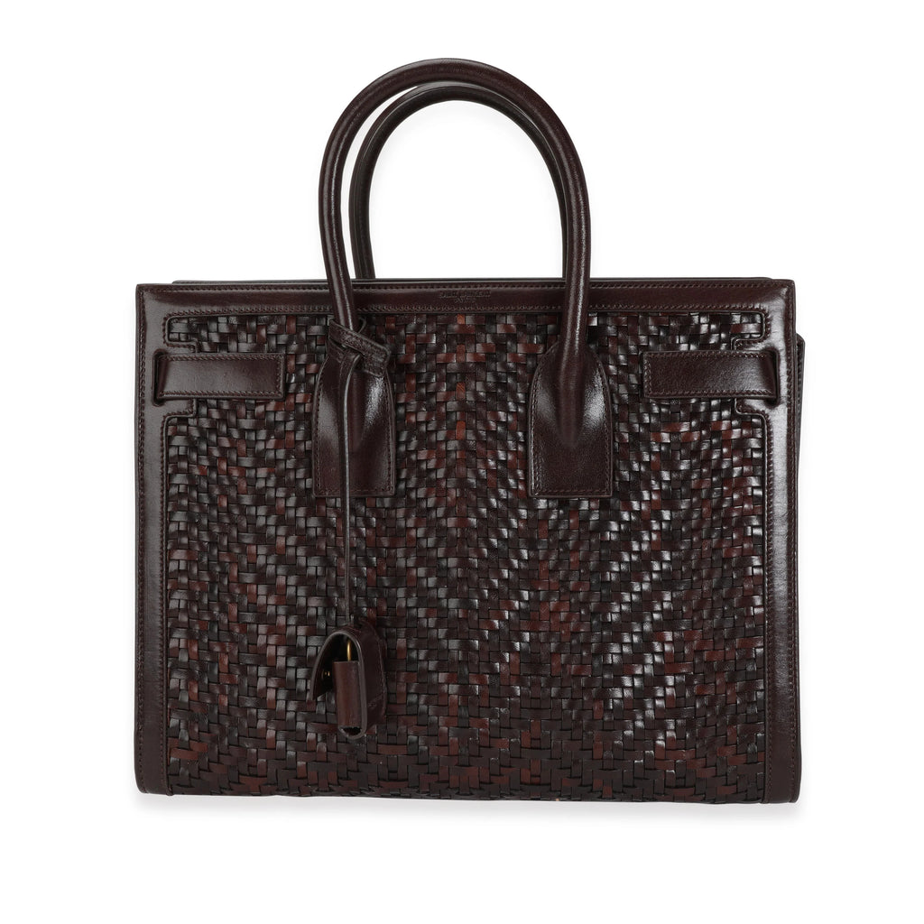 Brown Woven Leather Small Sac De Jour F39720
