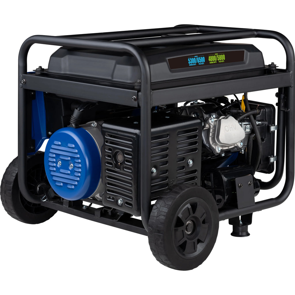 6500 Peak Watt Dual Fuel Portable Generator with CO Sensor and Wheel Kit I52722