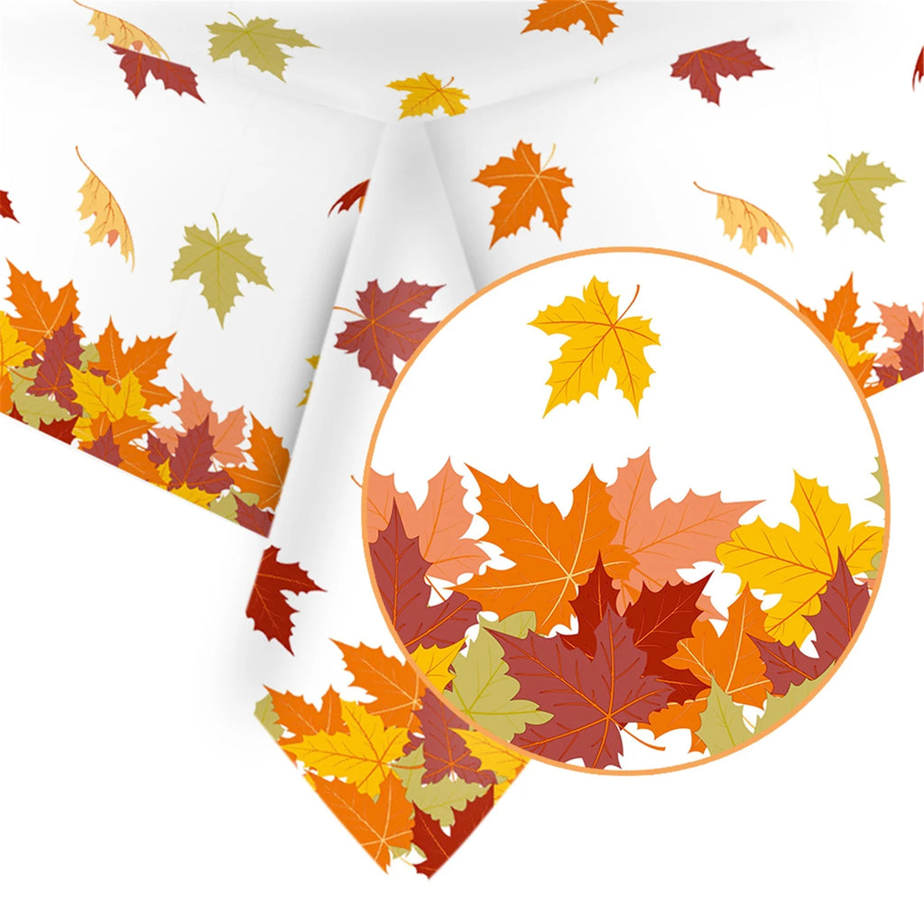 4.5x 9 FT Plastic Fall Leaf Tablecloth W664