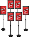 Adjustable Aluminum Snap Open Floor Sign Stand 8.5x11 Inches Black 6 Pack N779152