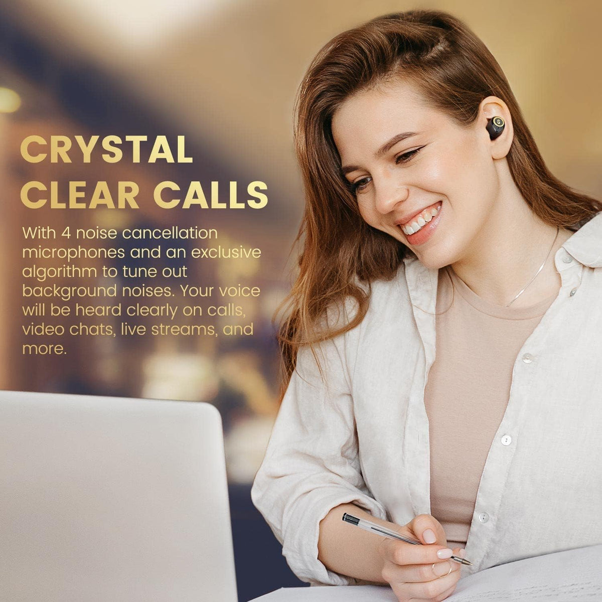 Hybrid Active Noise Cancelling Earbuds, Wireless Bluetooth 5.2 Earphones with ANC Transparent Mode, 4 Mics, 30H Play Time, IPX5 Waterproof T6321