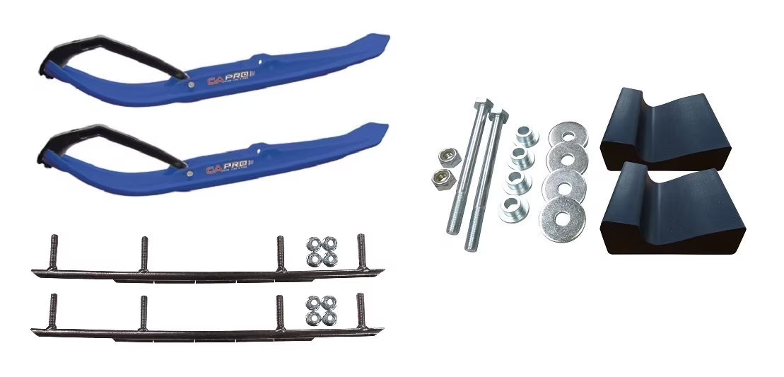 Blue MTX Snowmobile Skis with 10" Round Bars Complete Kit C6870