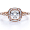 10K Rose Gold Vintage Halo Engagement Ring O421