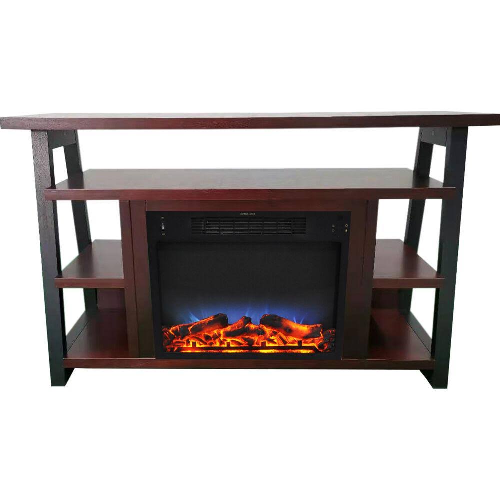 White Electric Fireplace Mantel with LED Flame I942