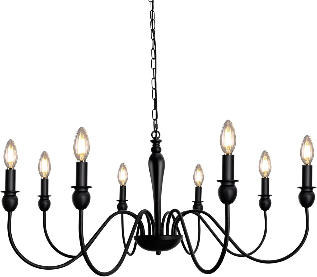 Matte Black 8 Light Rustic Industrial Chandelier C238