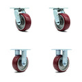 Rigid Top Plate Caster with 6" x 2" Maroon Wheel, 1200 lbs Capacity, Pack of 2 B306