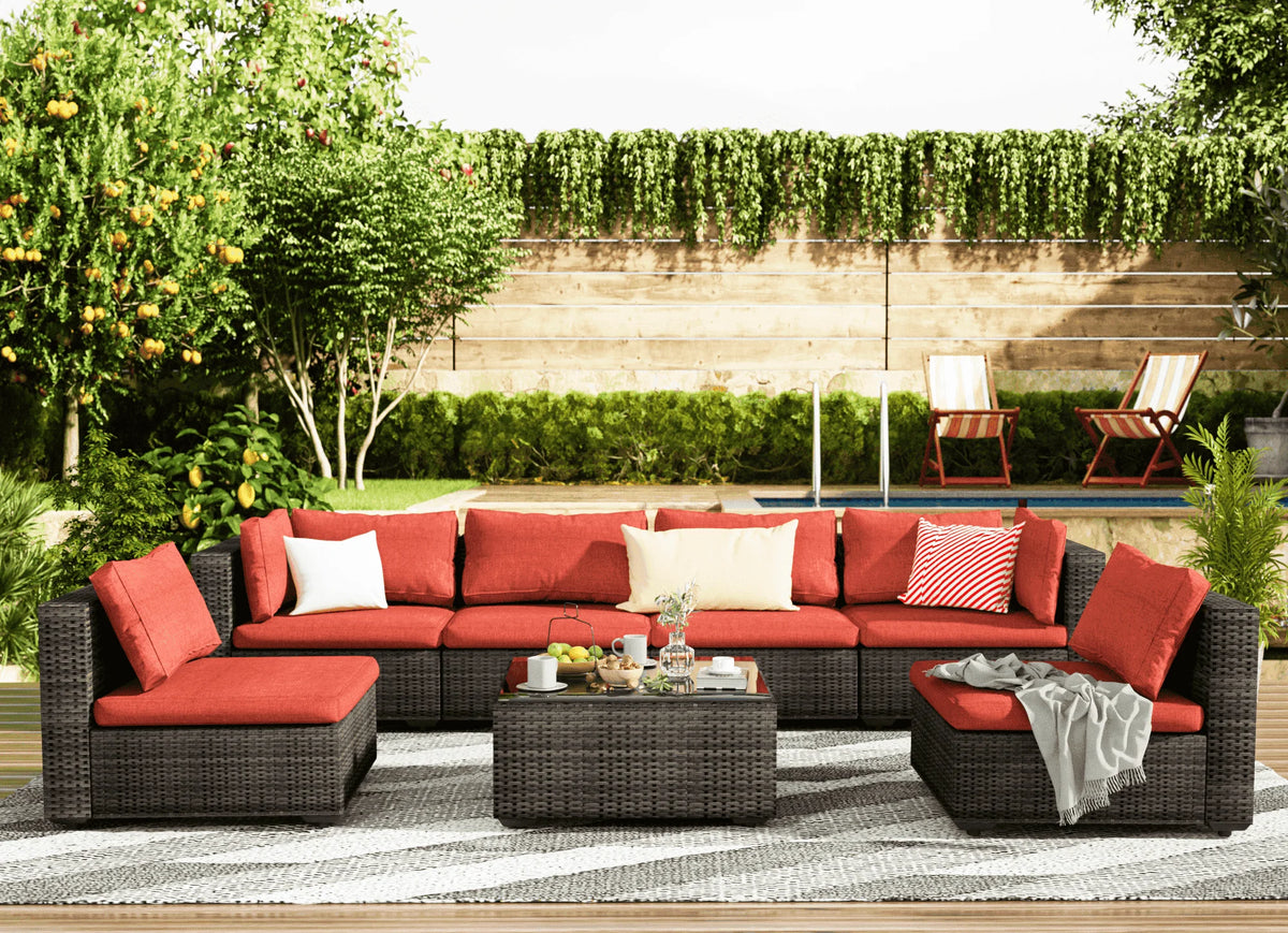 Blue Wicker Sectional Sofa P52828