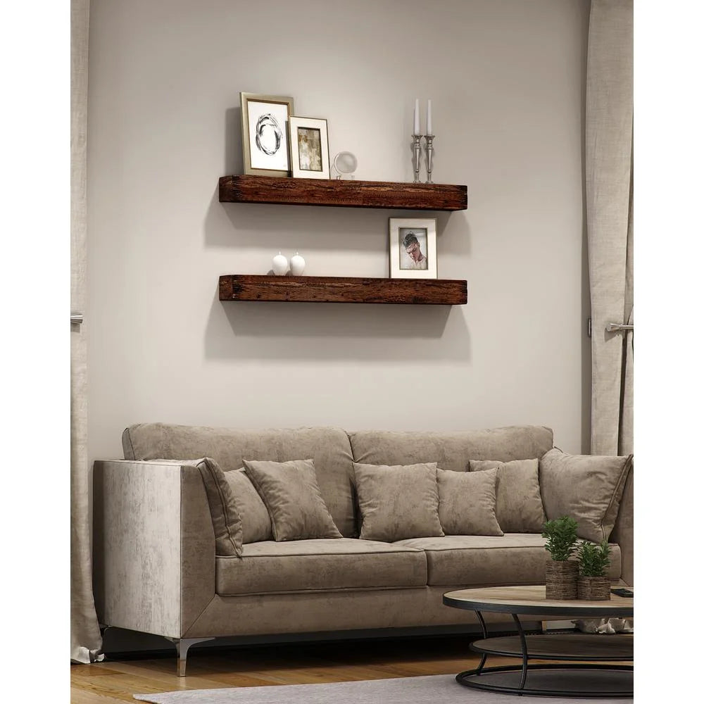 Distressed Floating Shelves, Brown - 2 Piece A1703