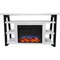 White Electric Fireplace Mantel with LED Flame I942