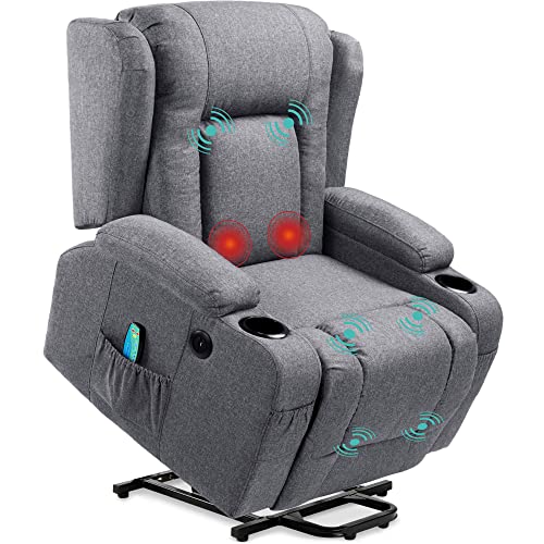 Black Linen Power Lift Recliner Chair B3470
