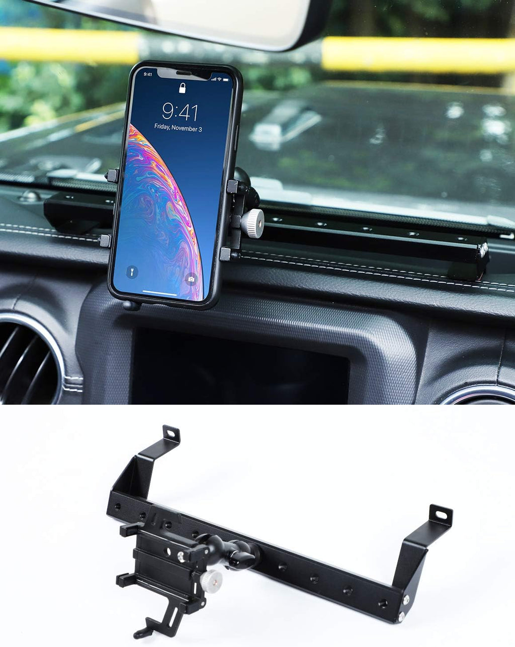 Black Pack of 2 Metal Phone Holder for Jeep Wrangler JL JLU & Gladiator JT L48902