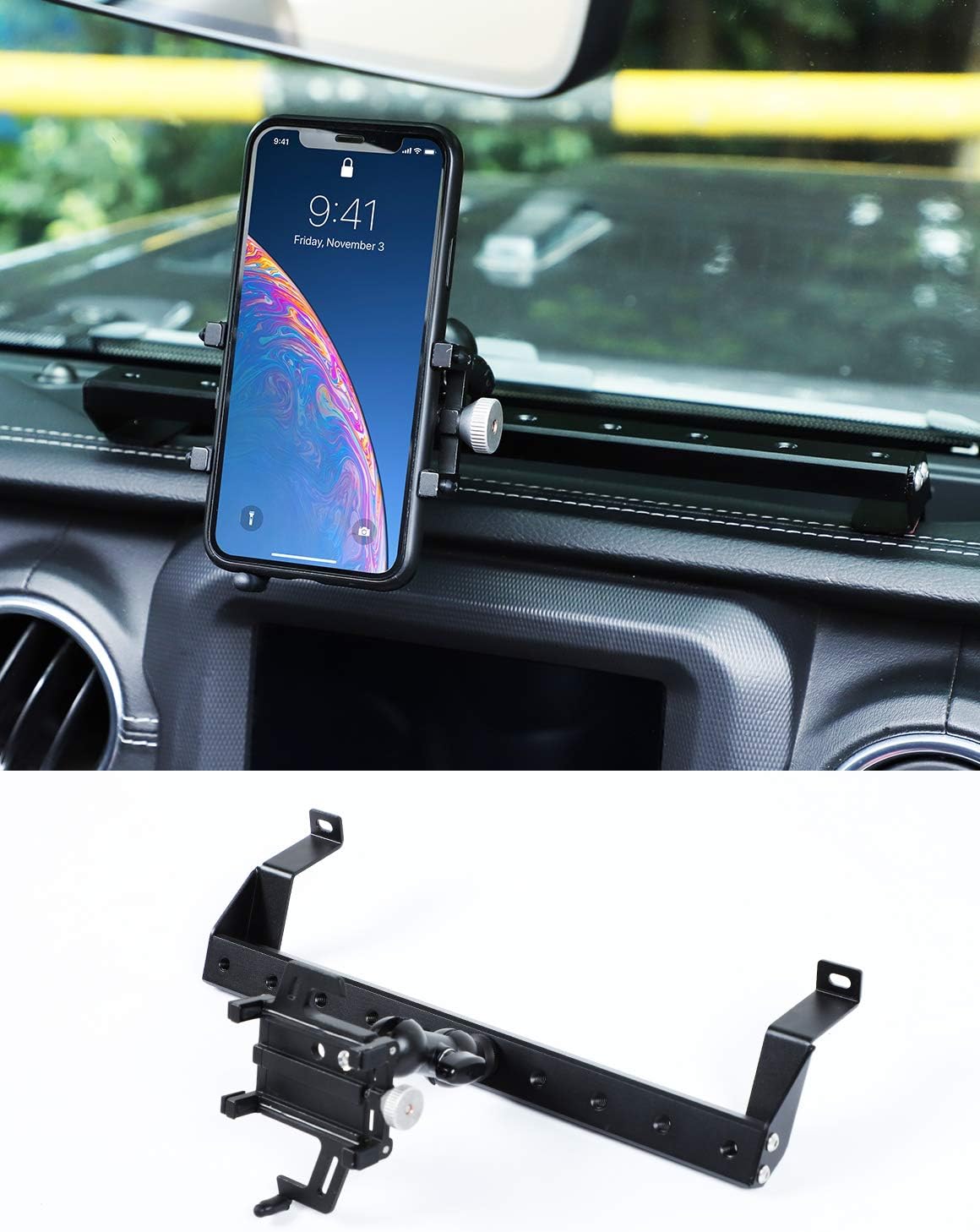 Black Pack of 2 Metal Phone Holder for Jeep Wrangler JL JLU & Gladiator JT L48902