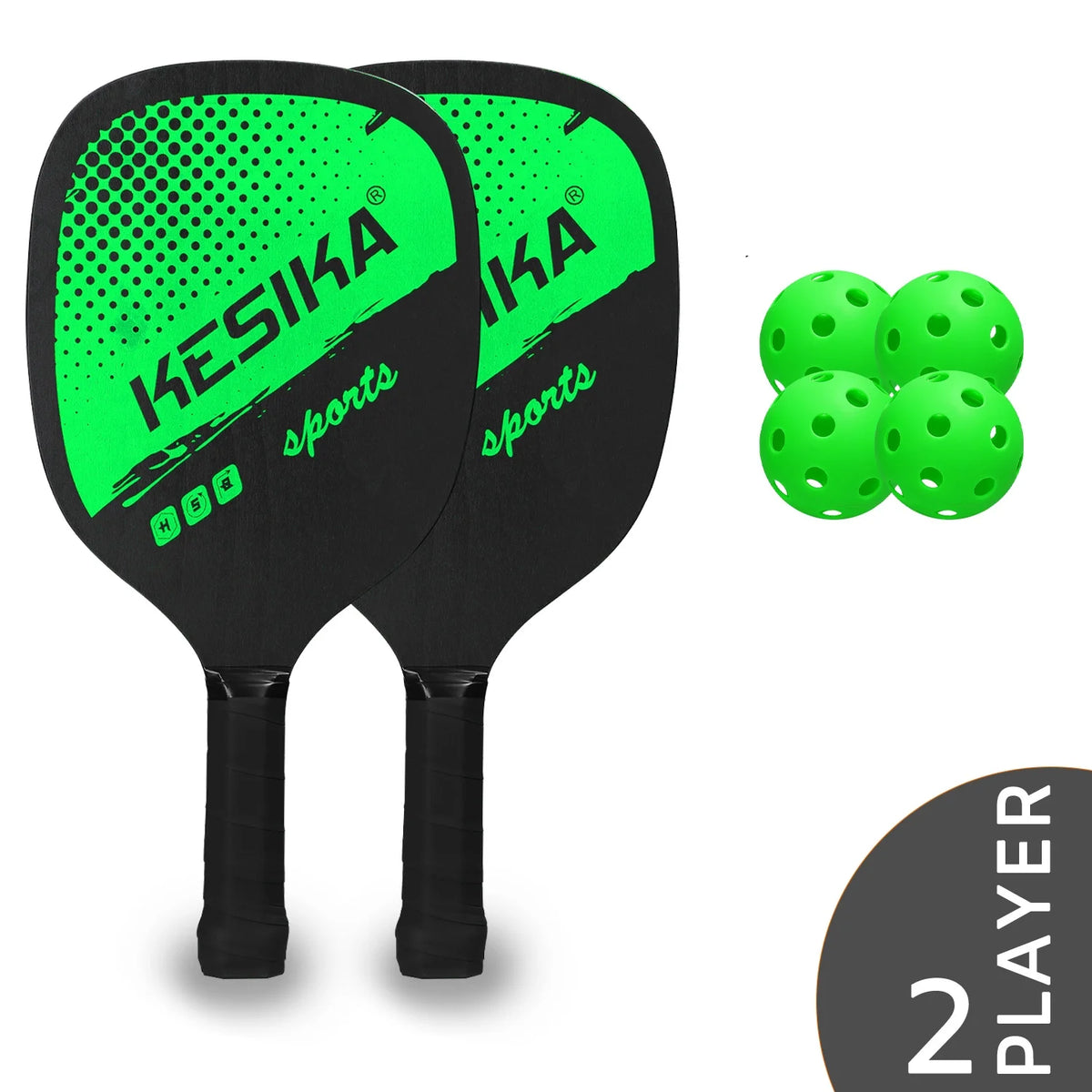 Pickleball Paddle Set 2 Rackets & 4 Balls with Carrying Bag B1905