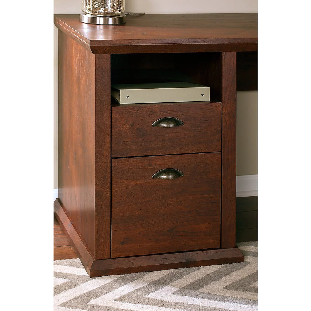 L Desk with Hutch File & Bookcase Antique Cherry Engineered Wood G9135
