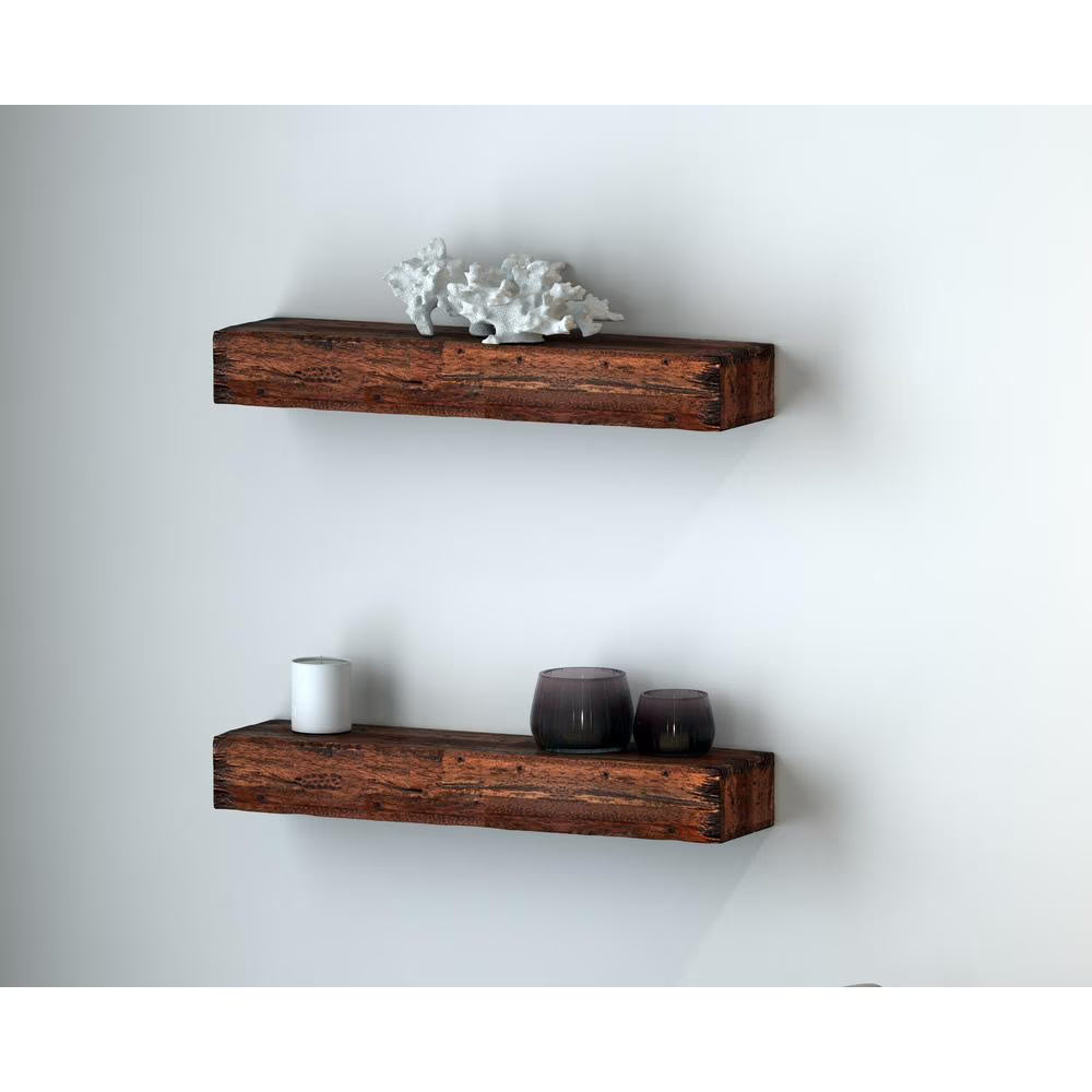 Distressed Floating Shelves, Brown - 2 Piece A1703