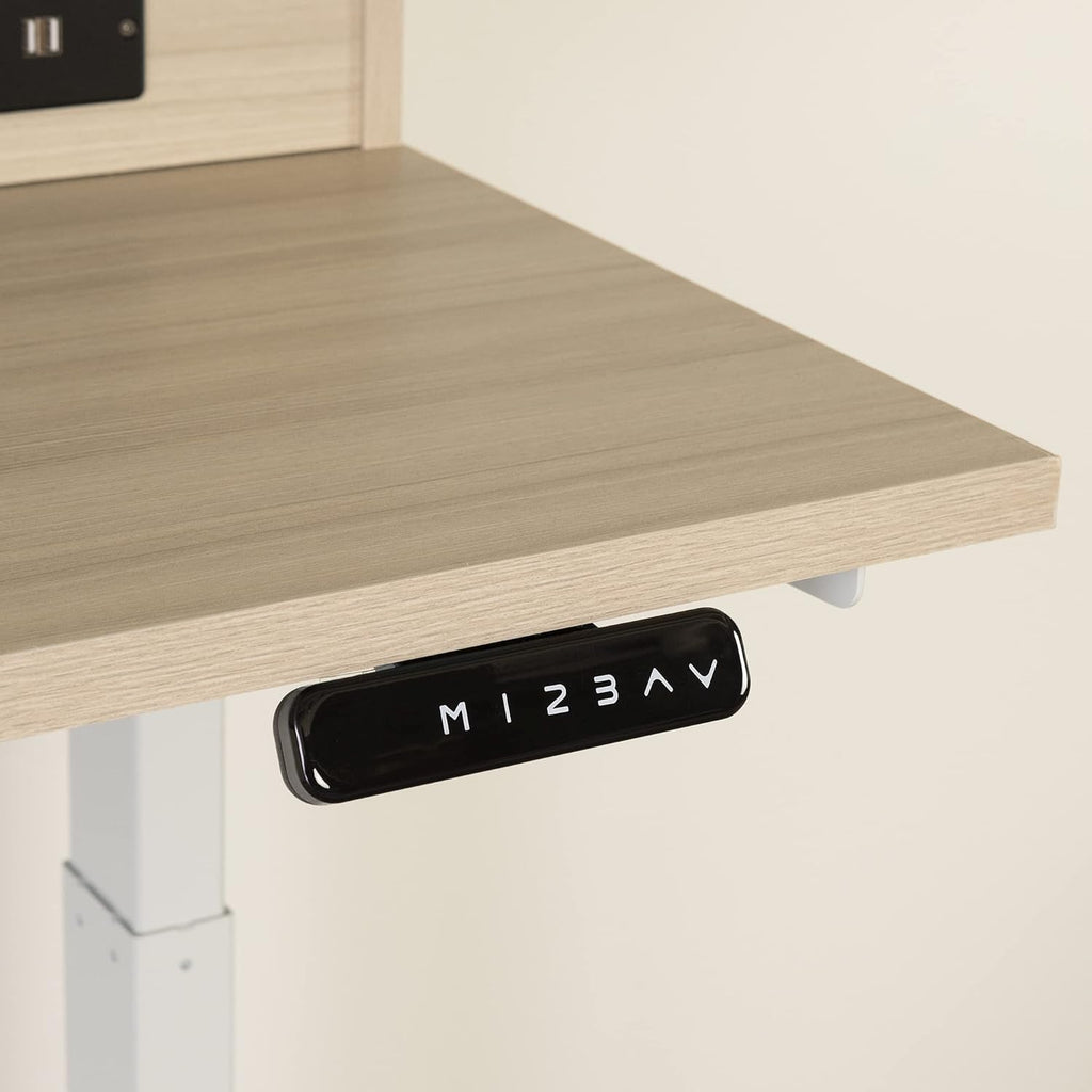 Adjustable Height Standing Desk with Built In Power Bar Soft Elm and Matte Black W467443