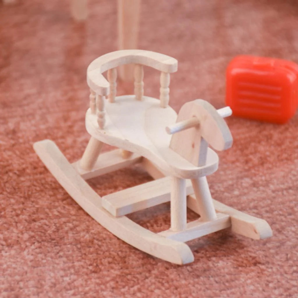 Dollhouse Unpainted Wooden Cockhorse Toy Furniture Model Z6906