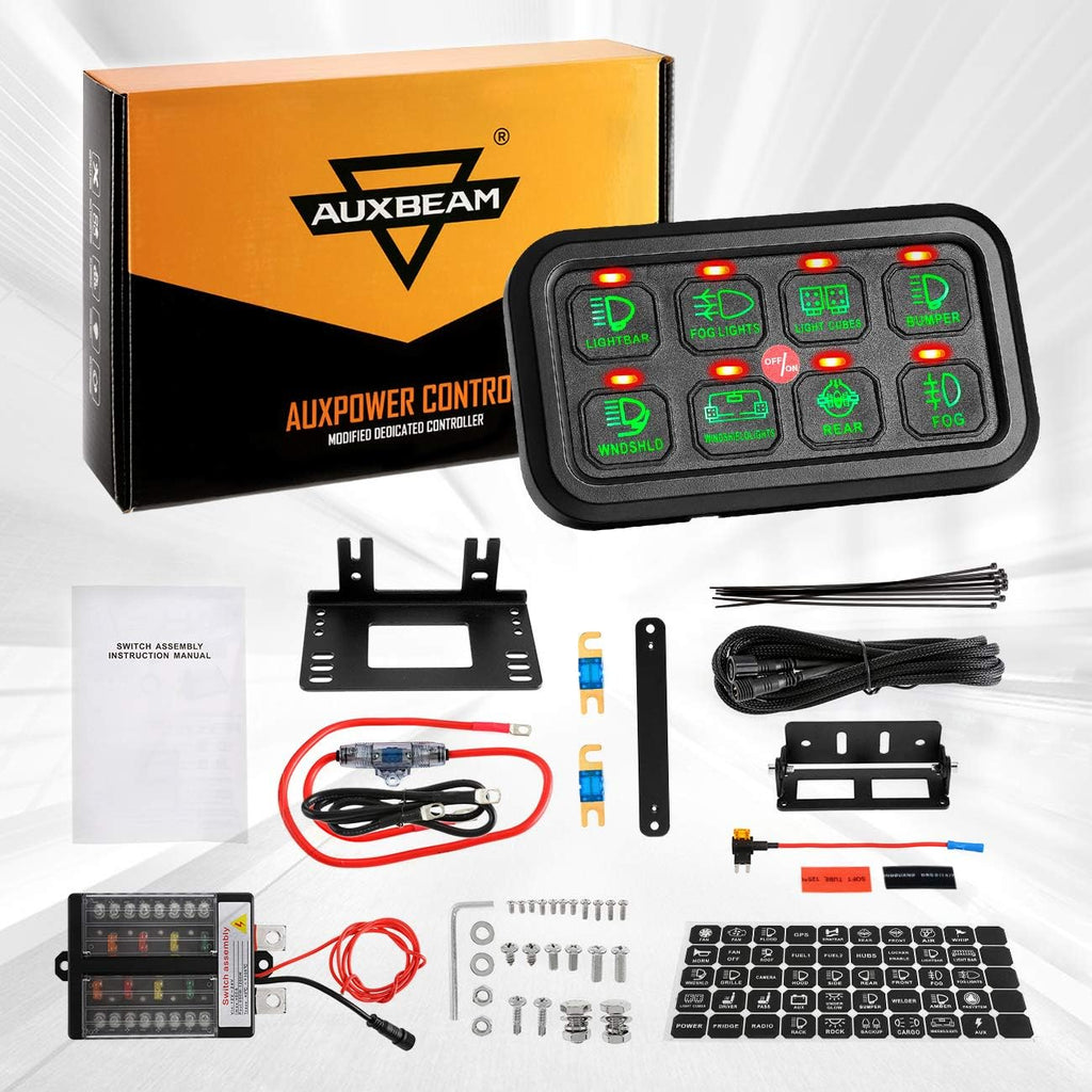 8 Gang Switch Panel LED Car Switch Box Green Backlit K6886