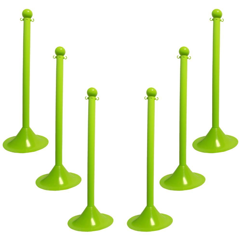 Safety Green Crowd Control Stanchion, 6pk Q8071