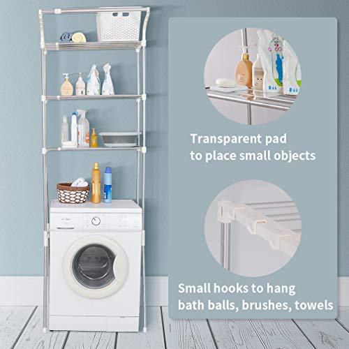 3-Tier Laundry Room Shelf with Clothes Hanging Rod W965