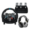 G29 Driving Force Racing Wheel and Pedals with Force Feedback and Real Leather, ASTRO A10 Gen 2 Wired Headset - Black K263148