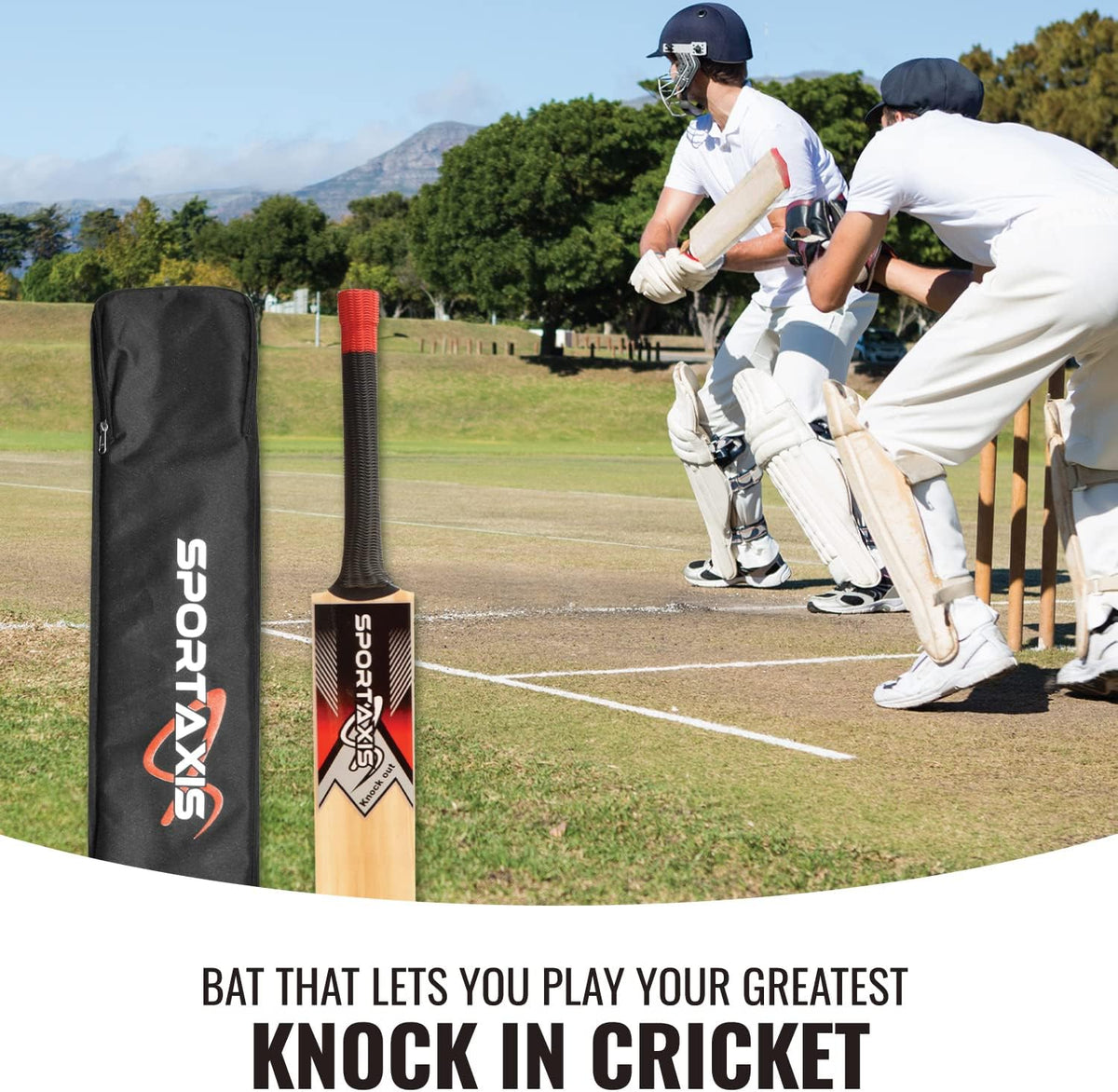 Wooden Kashmir Willow Cricket Bat with Foam-Padded Bag W1348