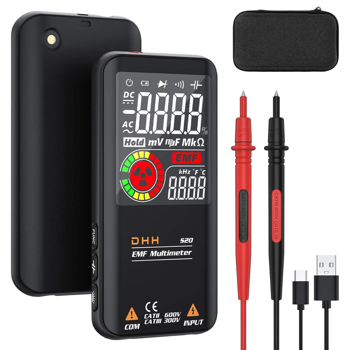 Rechargeable Smart Multimeter with EMF Detector, Pack of 2 W505484