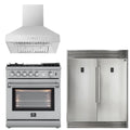 30 Gas Range, 30 Range Hood, 60 Refrigerator I115519