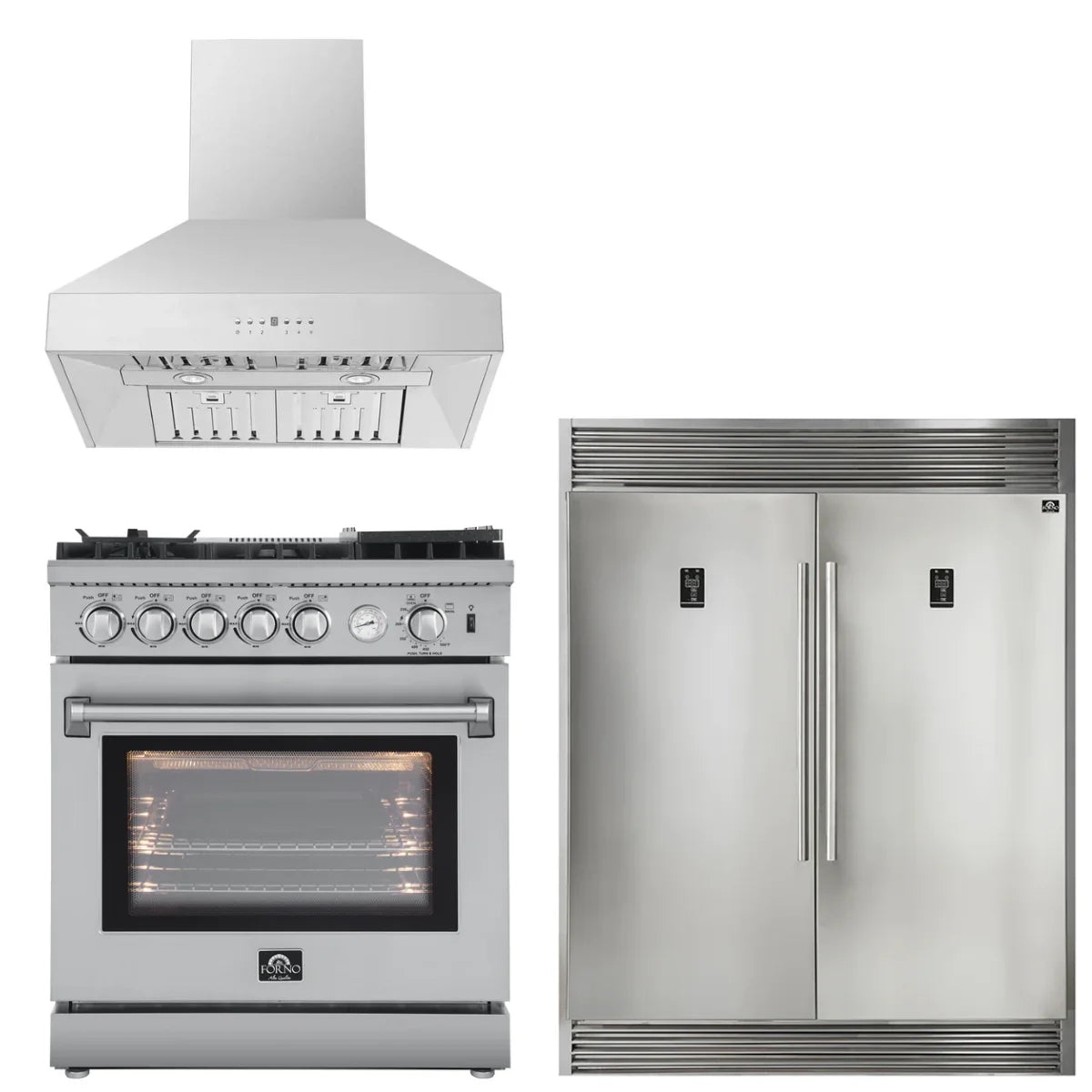 30 Gas Range, 30 Range Hood, 60 Refrigerator I115519