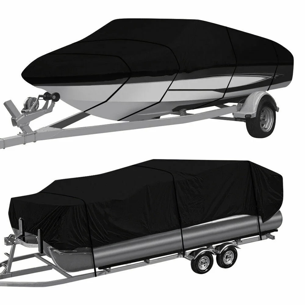 Blue And Black Pontoon Boat Cover V5403