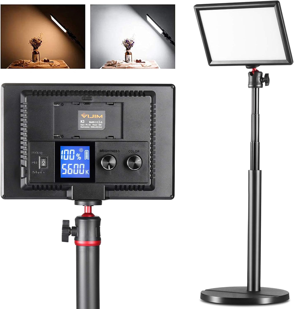Dimmable Bi-Color LED Video Light with LCD Screen and 28 Extend Stand H8420