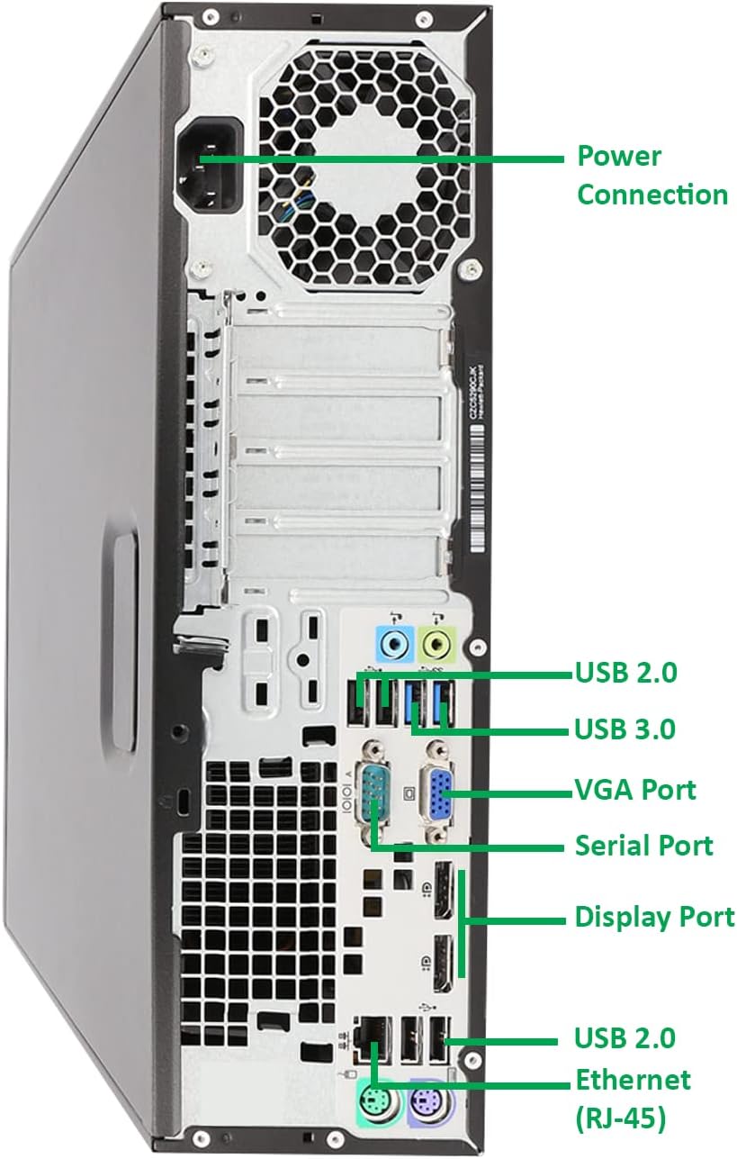 HP 705 G2 Desktop PC AMD Pro A4-8350B R5 Processor, 8GB Ram, 256 GB M.2 SSD, WiFi & Bluetooth, Wireless Keyboard Mouse, 27 Inch LED Monitor, Windows 10 Q865384