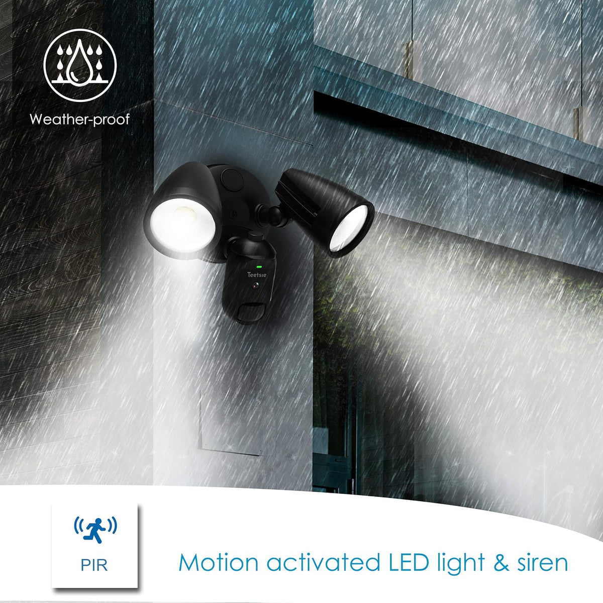 Floodlight Camera Hardwired Motion Sensor Outdoor Light 1080P WiFi IP65 Waterproof U31622