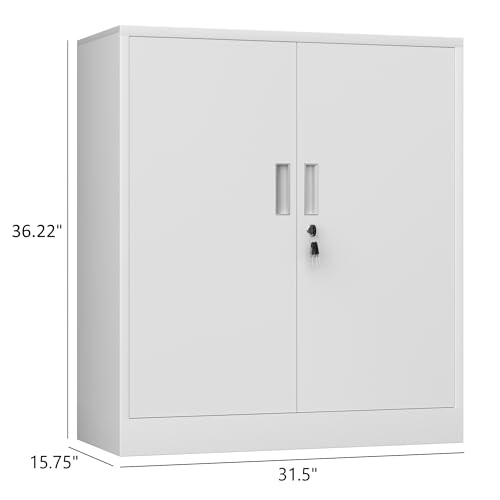 Black Metal Storage Cabinet with Locking Doors and 2 Adjustable Shelves Y3749