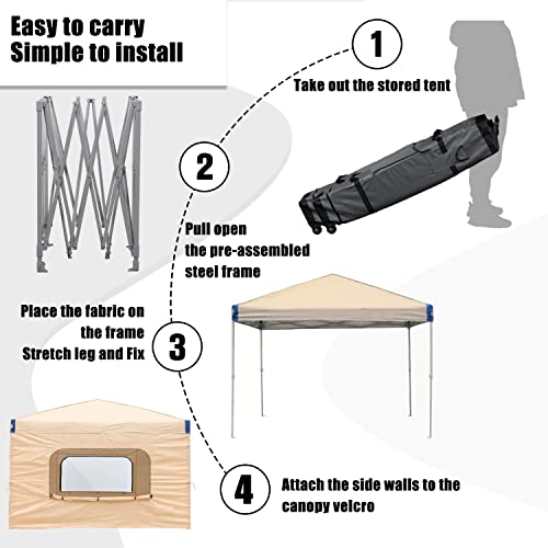 12x12 FT Pop-Up Canopy Tent with Roller Bag and Curtain, Iron Frame, 210D Oxford Fabric P6981