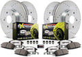 Front and Rear Carbon Fiber Brake Pads with Drilled & Slotted Brake Rotors Kit N222