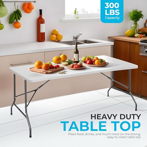 4ft White Plastic Folding Table J56351