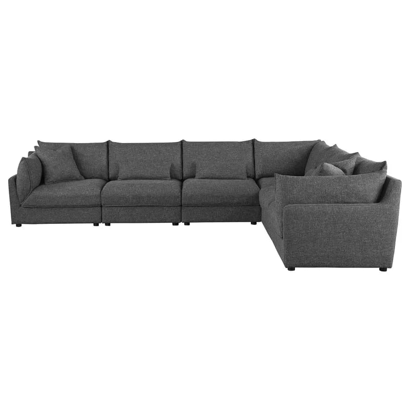 Barely Black Upholstered Fabric 6-Piece Modular Sectional F989