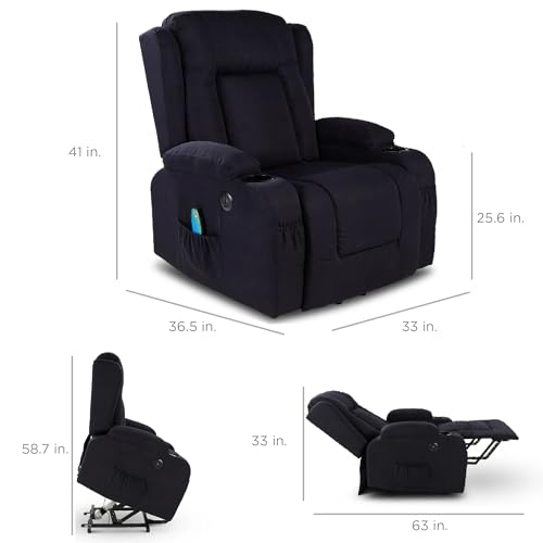 Black Linen Power Lift Recliner Chair B3470