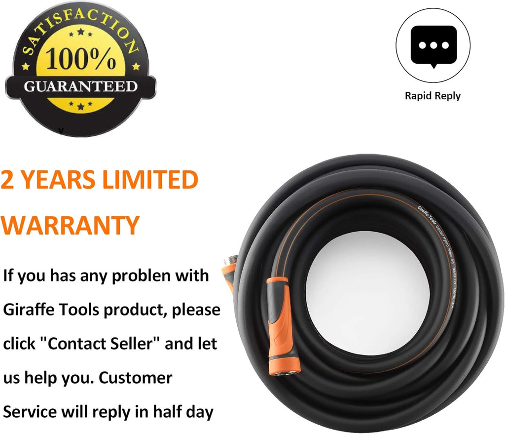 Hybrid Garden Hose 5/8" x 100ft, Heavy Duty, Flexible, Lightweight Water Hose with Grip Handle, Male to Female Fittings Pack of 2 M603
