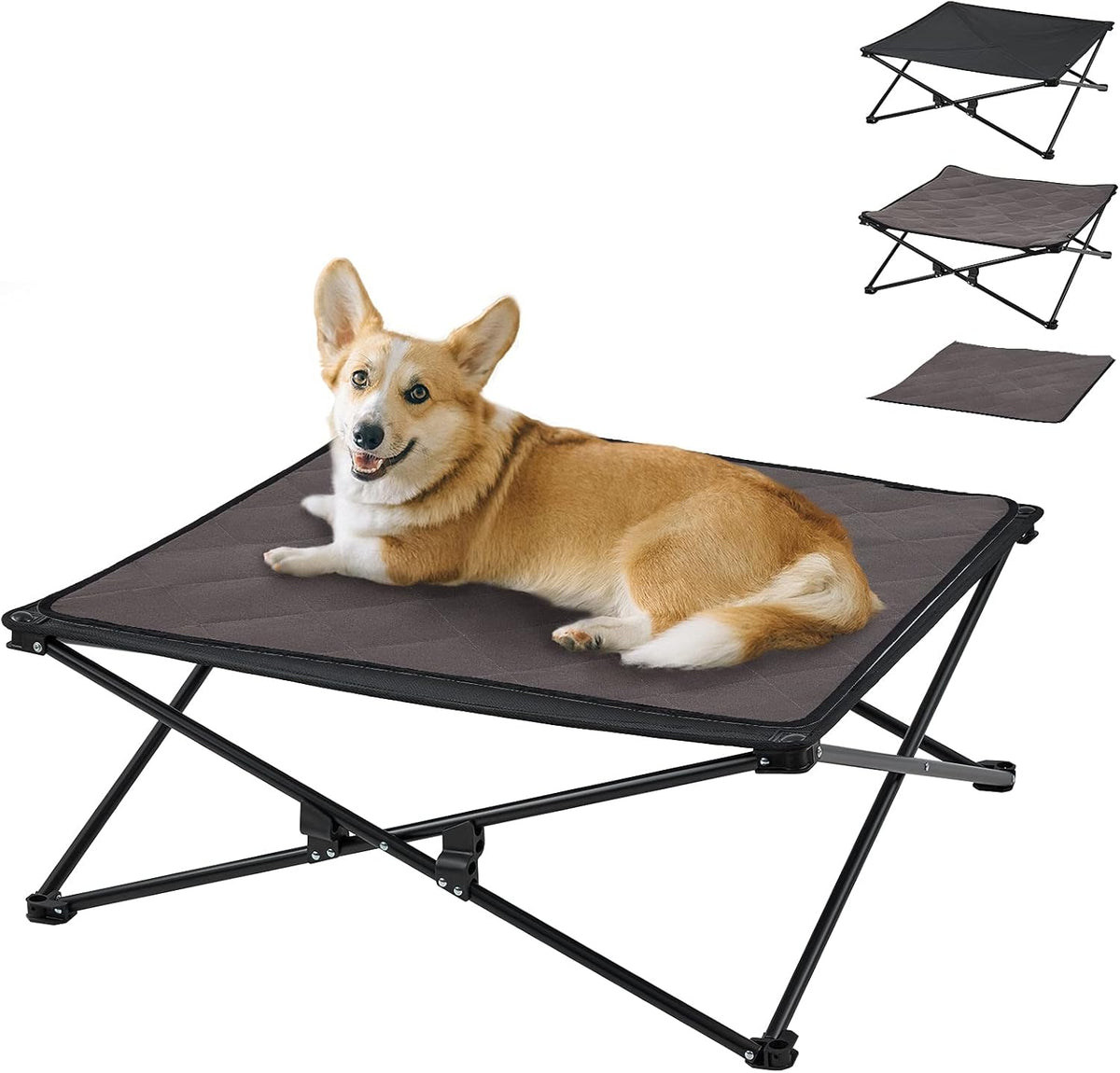 Elevated Folding Dog Cot with Washable Sleeping Mattress and Carrying Bag C6038