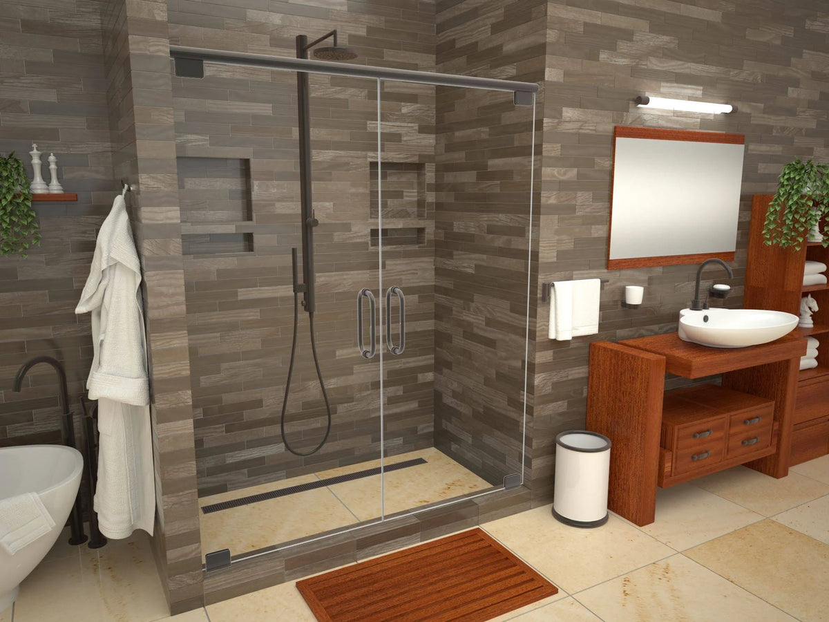 48x22 Rectangular Shower Base with Oil Rubbed Bronze P185588
