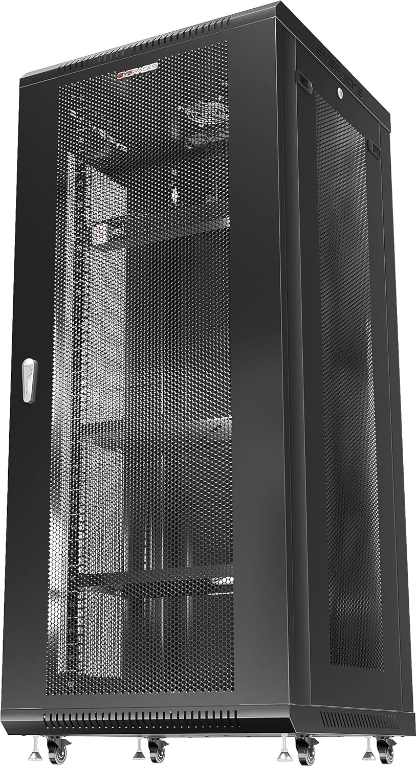 Wall Mount Server Rack Locking Network Cabinet 18 U Vented Enclosure with Casters Shelf H6916
