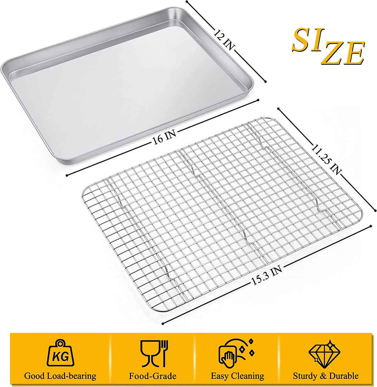 16'' Stainless Steel Baking Sheet with Cooling Rack Set O9420