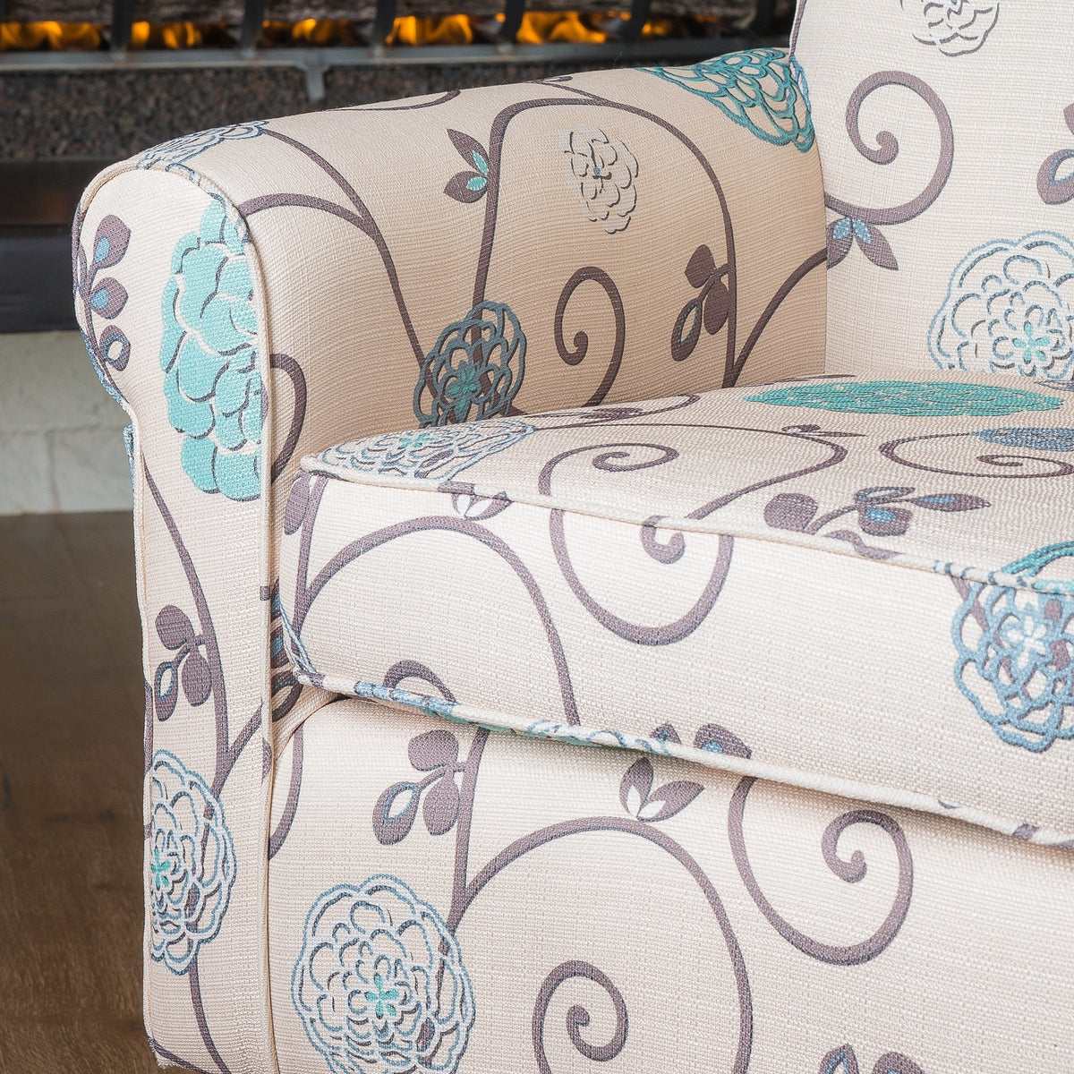 Blue Floral Club Chair B11455