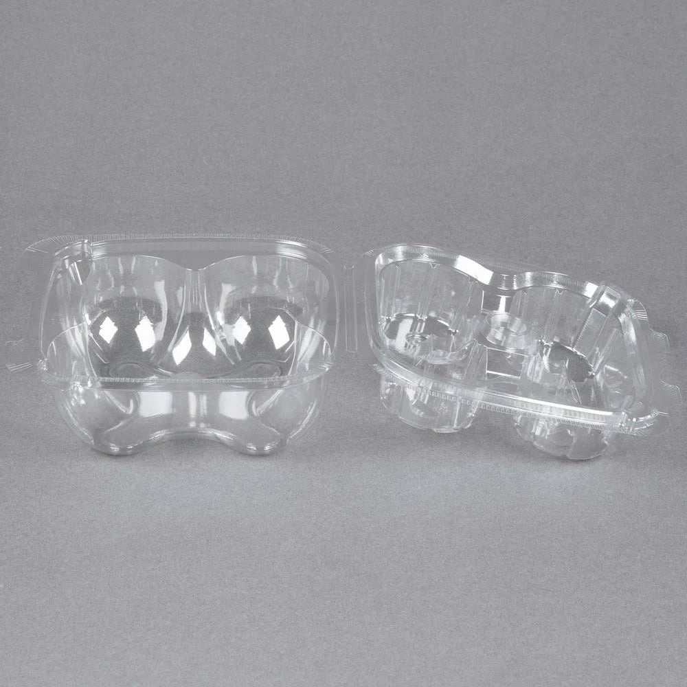 4 Compartment Clear Hinged High Dome Cupcake Container V701