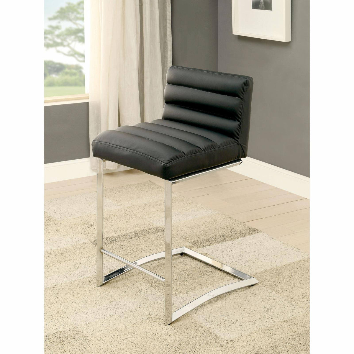 Black Counter Height Dining Chair Set of 2 T4252