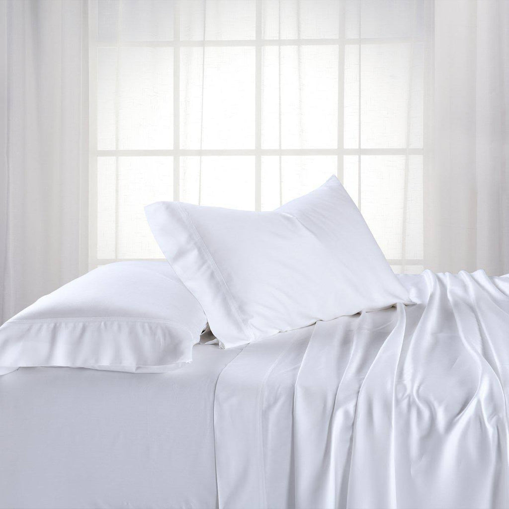 Split King Adjustable Bed Sheets Bamboo Hybrid White I396