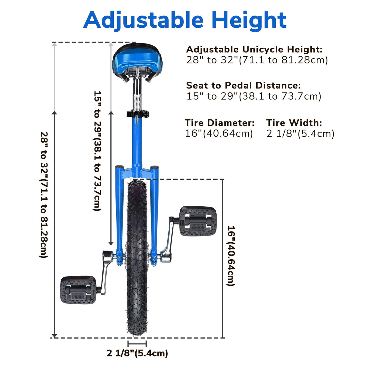 16 In Wheel Outdoor Unicycle Adjustable Seat W390909